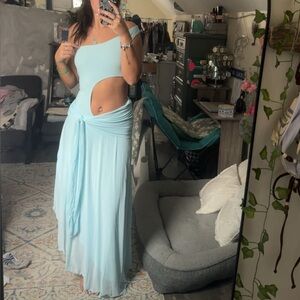 White Fox Boutique Florence Fling Baby Blue Maxi Dress